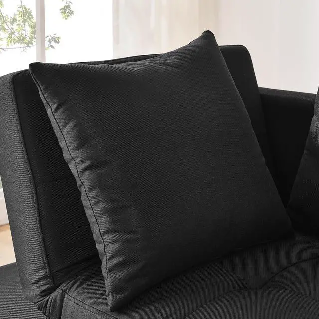 Alt view image 5 of 7 - Convertible Pull Out Sofa with Adjustable Backrest, Compact Sofa for Small Spaces, Living Room, Bedroom, Dorms, Apartments