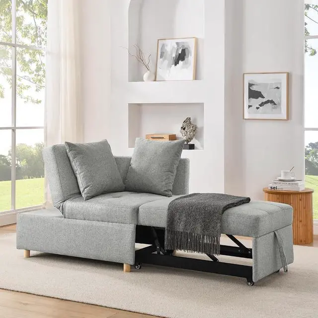 Main image of Convertible Pull Out Sofa with Adjustable Backrest, Compact Sofa for Small Spaces, Living Room, Bedroom, Dorms, Apartments