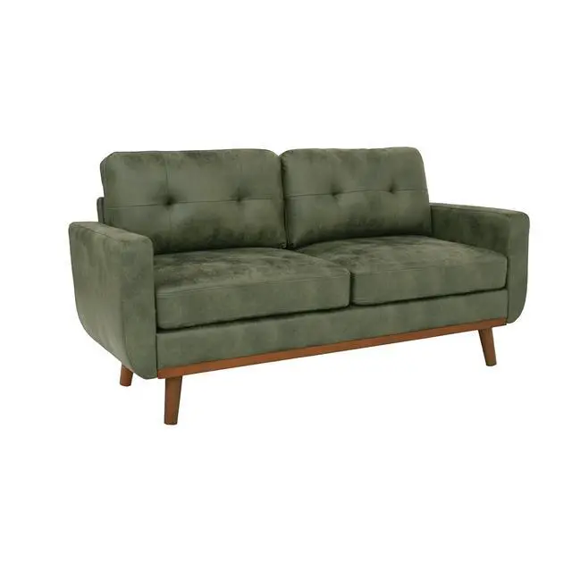 Alt view image 6 of 7 - 65" Loveseat Sofa with Solid Wood Legs, Minimalist 2 Seater Sofa, Breathable Foil Fabric Upholstered Small Couch for Living Room, Apartment, Studio, Office, Olive Green