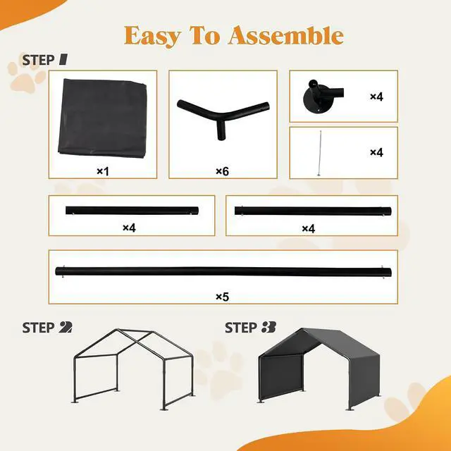 Alt view image 5 of 7 - Dog Shade Shelter for Outside, Portable Dog Tent, Water Resistant Pet House Outdoor, Sun Rain Pet Canopy for Small Animals and Livestock Shade Protection, Garden, Patio, Backyard, Gray