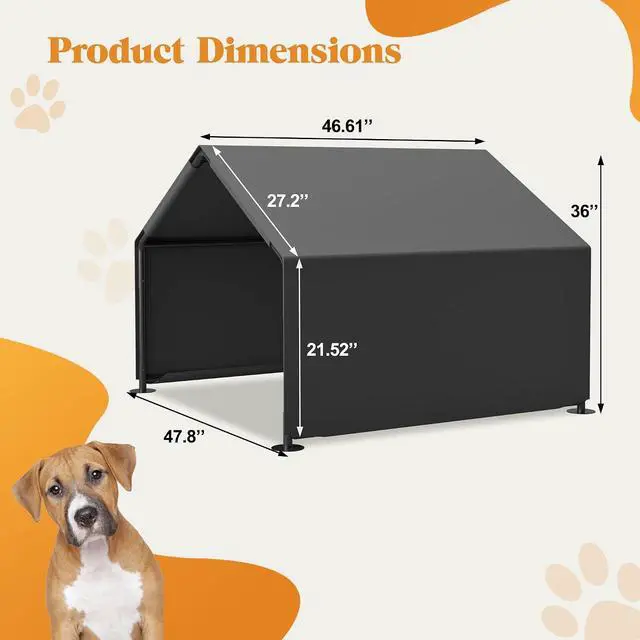 Alt view image 4 of 7 - Dog Shade Shelter for Outside, Portable Dog Tent, Water Resistant Pet House Outdoor, Sun Rain Pet Canopy for Small Animals and Livestock Shade Protection, Garden, Patio, Backyard, Gray