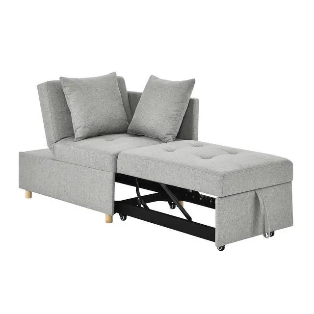Alt view image 7 of 7 - Convertible Pull Out Sofa with Adjustable Backrest, Compact Sofa for Small Spaces, Living Room, Bedroom, Dorms, Apartments