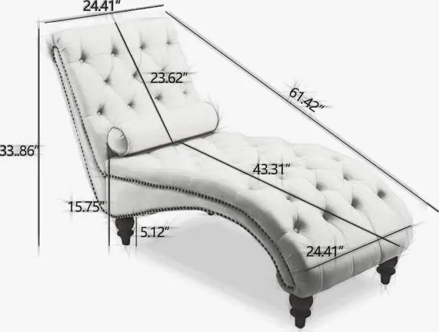 Alt view image 2 of 7 - Velvet Upholstered Chaise Lounge Indoor, Single Sofa Chair with Button Tufting & Silver Nailhead Trim Decor, Vintage Armchair, Reading Chair for Living Room, Study, Bedroom, Red