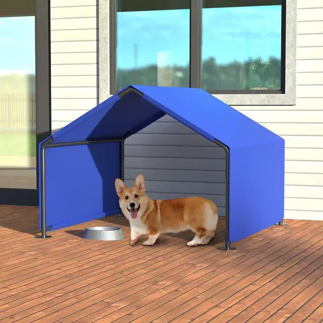 Alt view image 3 of 7 - Dog Shade Shelter for Outside, Portable Dog Tent, Water Resistant Pet House Outdoor, Sun Rain Pet Canopy for Small Animals and Livestock Shade Protection, Garden, Patio, Backyard, Blue