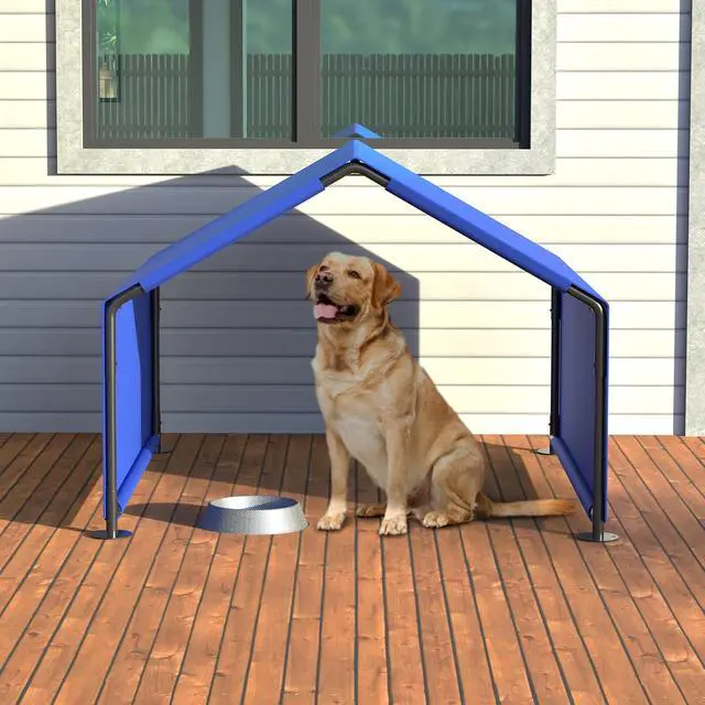 Alt view image 2 of 7 - Dog Shade Shelter for Outside, Portable Dog Tent, Water Resistant Pet House Outdoor, Sun Rain Pet Canopy for Small Animals and Livestock Shade Protection, Garden, Patio, Backyard, Blue