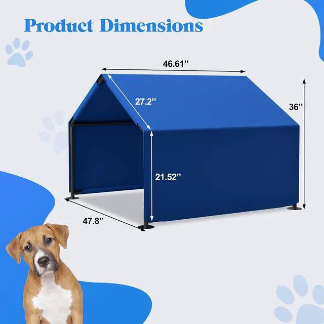 Alt view image 4 of 7 - Dog Shade Shelter for Outside, Portable Dog Tent, Water Resistant Pet House Outdoor, Sun Rain Pet Canopy for Small Animals and Livestock Shade Protection, Garden, Patio, Backyard, Blue