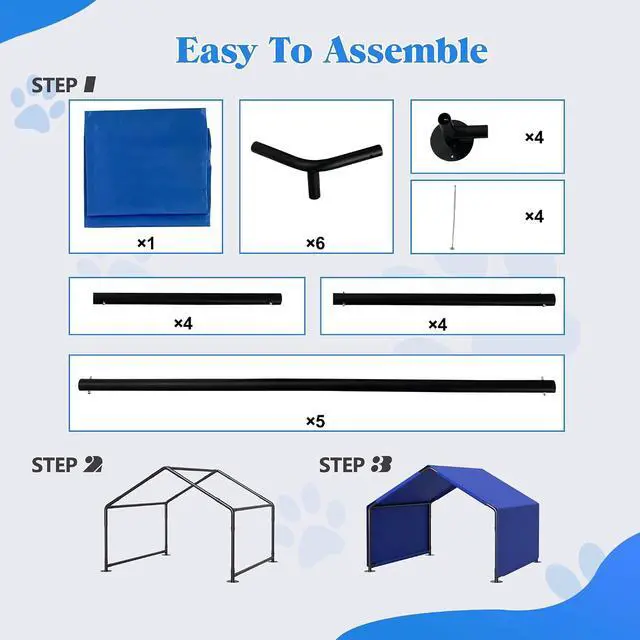 Alt view image 5 of 7 - Dog Shade Shelter for Outside, Portable Dog Tent, Water Resistant Pet House Outdoor, Sun Rain Pet Canopy for Small Animals and Livestock Shade Protection, Garden, Patio, Backyard, Blue