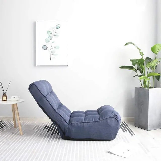 Alt view image 5 of 7 - Lazy Single Sofa with with 3 Adjustable Position,Reclining Lounger Chair, Tatami Balcony Gaming Couch, Leisure Reading Chair for Bedroom/Living Room/Space Saving,Navy