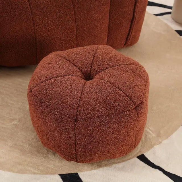 Alt view image 6 of 7 - Giant Comfy Bean Bag Chair with Footstool, Big Beanbag for Adults,Boneless Reading Chair for Gaming and Watching, Square Lazy Sofa for Living Room, Bedroom,Red+Brown