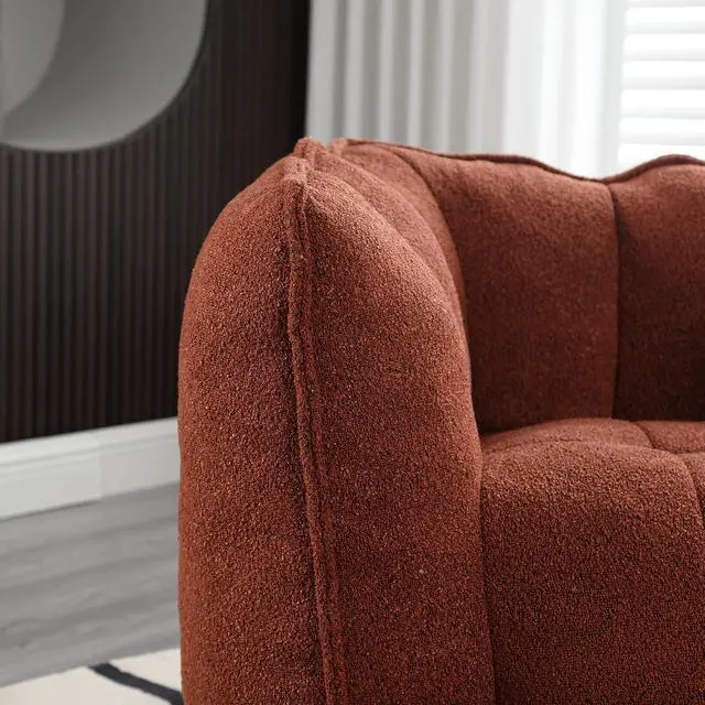 Alt view image 7 of 7 - Giant Comfy Bean Bag Chair with Footstool, Big Beanbag for Adults,Boneless Reading Chair for Gaming and Watching, Square Lazy Sofa for Living Room, Bedroom,Red+Brown