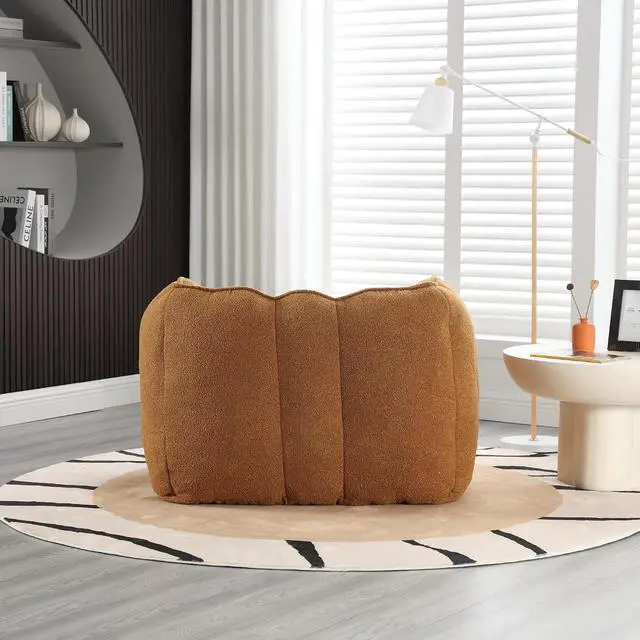 Alt view image 2 of 7 - Giant Comfy Bean Bag Chair with Footstool, Big Beanbag for Adults,Boneless Reading Chair for Gaming and Watching, Square Lazy Sofa for Living Room, Bedroom,Khaki+Yellow