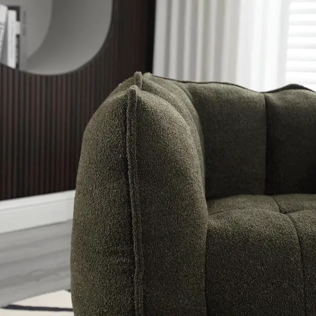 Alt view image 6 of 7 - Giant Comfy Bean Bag Chair with Footstool, Big Beanbag for Adults,Boneless Reading Chair for Gaming and Watching, Square Lazy Sofa for Living Room, Bedroom,Olive Green