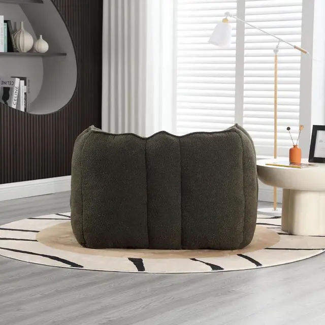 Alt view image 4 of 7 - Giant Comfy Bean Bag Chair with Footstool, Big Beanbag for Adults,Boneless Reading Chair for Gaming and Watching, Square Lazy Sofa for Living Room, Bedroom,Olive Green