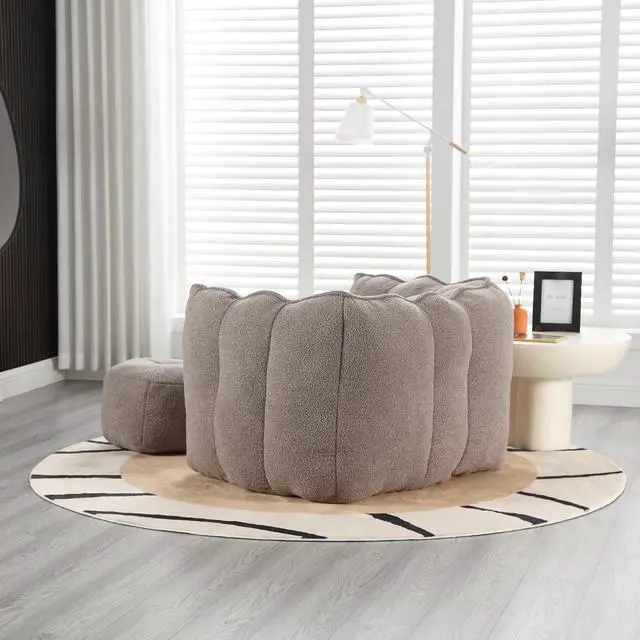 Alt view image 4 of 7 - Giant Comfy Bean Bag Chair with Footstool, Big Beanbag for Adults,Boneless Reading Chair for Gaming and Watching, Square Lazy Sofa for Living Room, Bedroom,Coffee