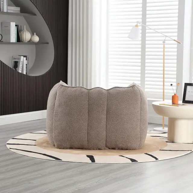 Alt view image 5 of 7 - Giant Comfy Bean Bag Chair with Footstool, Big Beanbag for Adults,Boneless Reading Chair for Gaming and Watching, Square Lazy Sofa for Living Room, Bedroom,Coffee