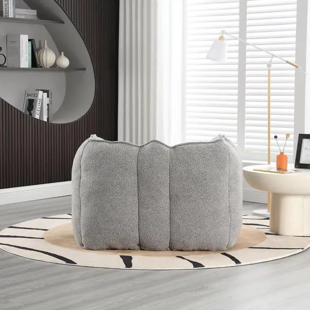 Alt view image 2 of 7 - Giant Comfy Bean Bag Chair with Footstool, Big Beanbag for Adults,Boneless Reading Chair for Gaming and Watching, Square Lazy Sofa for Living Room, Bedroom,Grey