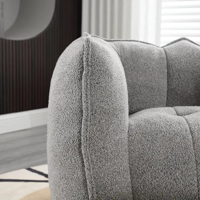Alt view image 5 of 7 - Giant Comfy Bean Bag Chair with Footstool, Big Beanbag for Adults,Boneless Reading Chair for Gaming and Watching, Square Lazy Sofa for Living Room, Bedroom,Grey