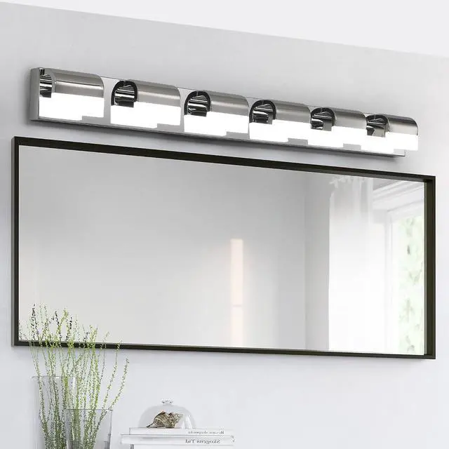 Main image of Bathroom Lighting Fixtures over Mirror, Bathroom Vanity Lighting 6-Light, Modern LED Vanity Lights for Bathroom, Chrome Bath Wall Lighting, Bathroom Lights Wall Lamp Sconces for Mirror Bedroom
