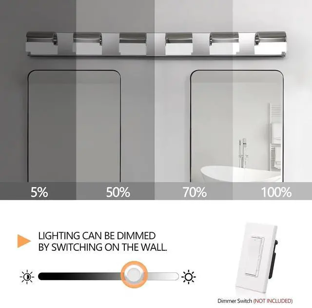 Alt view image 2 of 7 - Bathroom Lighting Fixtures over Mirror, Bathroom Vanity Lighting 6-Light, Modern LED Vanity Lights for Bathroom, Chrome Bath Wall Lighting, Bathroom Lights Wall Lamp Sconces for Mirror Bedroom