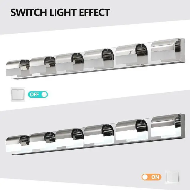 Alt view image 6 of 7 - Bathroom Lighting Fixtures over Mirror, Bathroom Vanity Lighting 6-Light, Modern LED Vanity Lights for Bathroom, Chrome Bath Wall Lighting, Bathroom Lights Wall Lamp Sconces for Mirror Bedroom