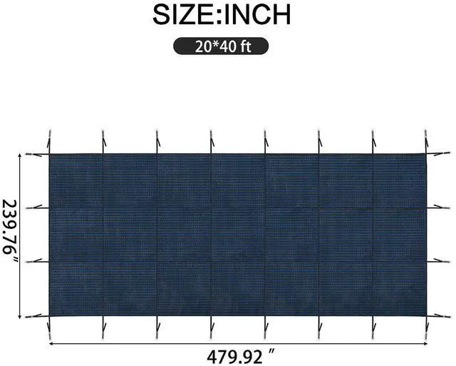 Alt view image 6 of 7 - Pool Covers for Inground Pool, 20x40ft in Ground Pool Safety Cover, Rectangular Inground Winter Cover for Underground and Inground Swimming Pools, PP Abrasion Resistant Mesh,Blue