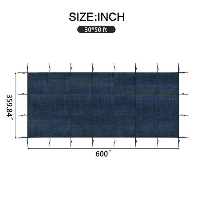 Alt view image 3 of 7 - Pool Covers for Inground Pool, 30x50ft in Ground Pool Safety Cover, Rectangular Inground Winter Cover for Underground and Inground Swimming Pools, PP Abrasion Resistant Mesh, Blue