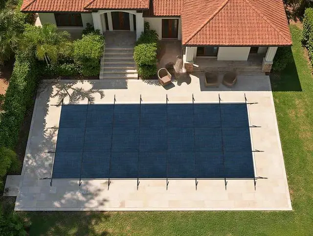 Alt view image 3 of 7 - Pool Covers for Inground Pool, 20x40ft in Ground Pool Safety Cover, Rectangular Inground Winter Cover for Underground and Inground Swimming Pools, PP Abrasion Resistant Mesh,Blue