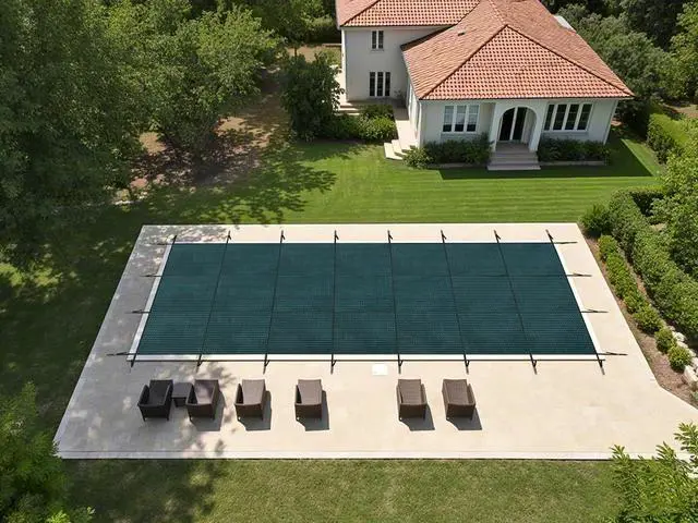 Alt view image 3 of 7 - Pool Covers for Inground Pool, 20x40ft in Ground Pool Safety Cover, Rectangular Inground Winter Cover for Underground and Inground Swimming Pools, PP Abrasion Resistant Mesh, Green