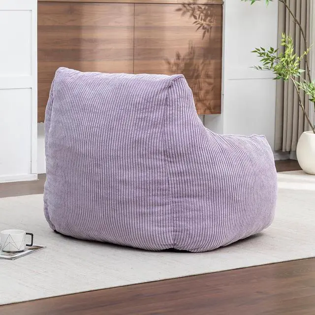 Alt view image 5 of 7 - Giant Bean Bag for Teens Adults, Comfy Corduroy Large Lazy Sofa, Compression Boneless Chair, Comfy Accent Chair, Corner Armchair for for Living Room, Bedroom, Gaming, Reading, Gray&Purple