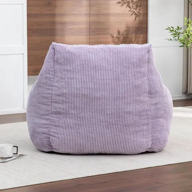 Alt view image 6 of 7 - Giant Bean Bag for Teens Adults, Comfy Corduroy Large Lazy Sofa, Compression Boneless Chair, Comfy Accent Chair, Corner Armchair for for Living Room, Bedroom, Gaming, Reading, Gray&Purple