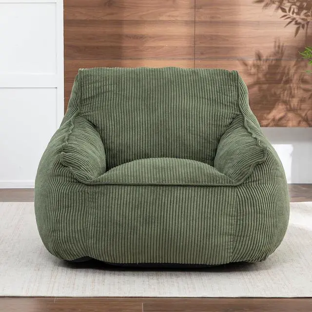 Alt view image 4 of 7 - Giant Bean Bag for Teens Adults, Comfy Corduroy Large Lazy Sofa, Compression Boneless Chair, Comfy Accent Chair, Corner Armchair for for Living Room, Bedroom, Gaming, Reading, Green