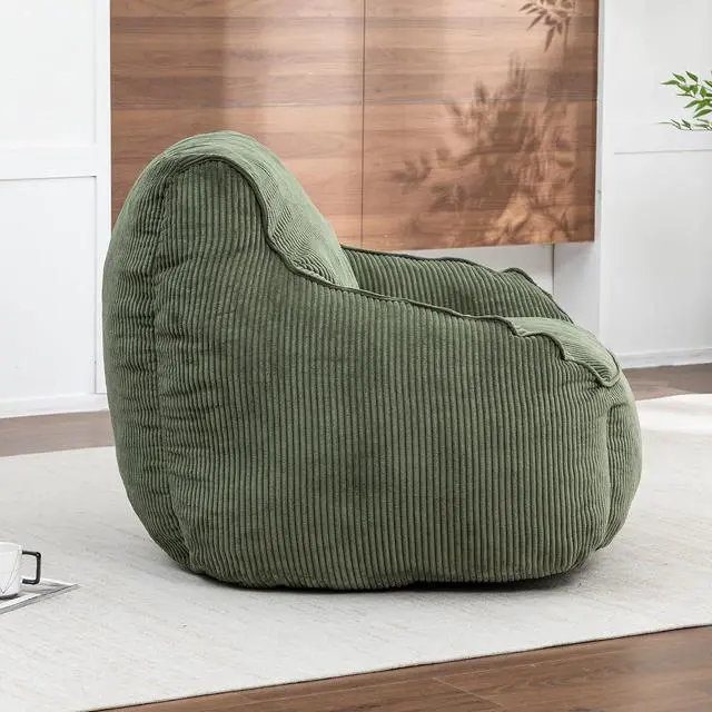 Alt view image 5 of 7 - Giant Bean Bag for Teens Adults, Comfy Corduroy Large Lazy Sofa, Compression Boneless Chair, Comfy Accent Chair, Corner Armchair for for Living Room, Bedroom, Gaming, Reading, Green