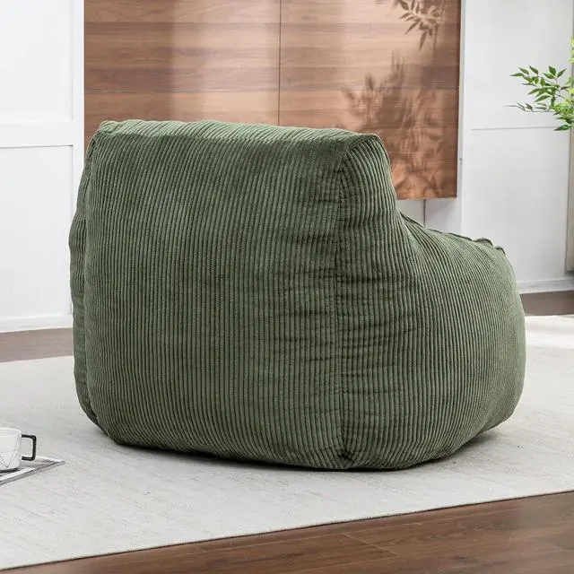 Alt view image 6 of 7 - Giant Bean Bag for Teens Adults, Comfy Corduroy Large Lazy Sofa, Compression Boneless Chair, Comfy Accent Chair, Corner Armchair for for Living Room, Bedroom, Gaming, Reading, Green