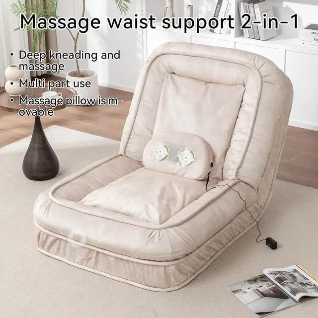 Alt view image 3 of 7 - Floor Lazy Sofa Couch,Gaming Chair with Massage Pillows fits Pet Families,Sleep Chair with 5 Adjustable Position,Comfy Tatami Bean Bag Human Dog Bed for Bedroom/Living room/Space Saving,Beige