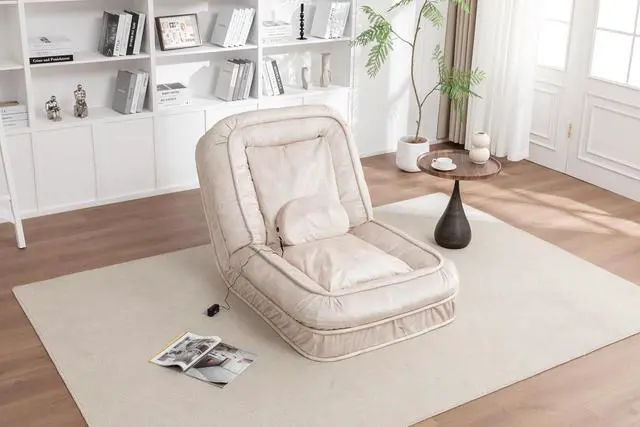 Alt view image 7 of 7 - Floor Lazy Sofa Couch,Gaming Chair with Massage Pillows fits Pet Families,Sleep Chair with 5 Adjustable Position,Comfy Tatami Bean Bag Human Dog Bed for Bedroom/Living room/Space Saving,Beige