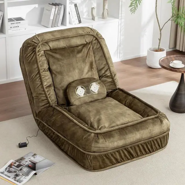 Main image of Floor Lazy Sofa Couch,Gaming Chair with Massage Pillows fits Pet Families,Sleep Chair with 5 Adjustable Position,Comfy Tatami Bean Bag Human Dog Bed for Bedroom/Living room/Space Saving,Green