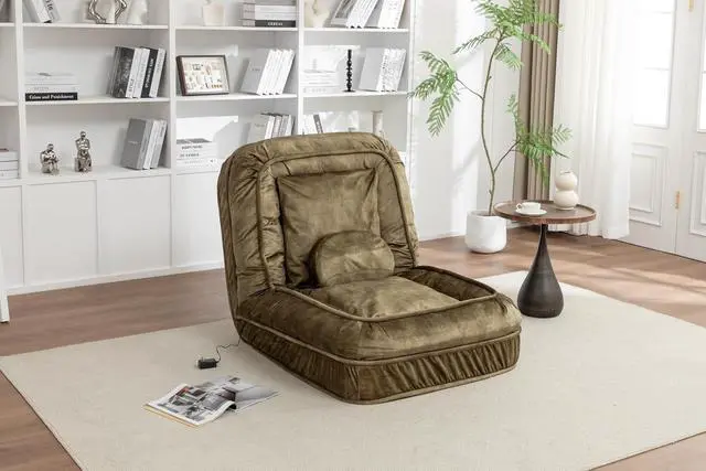 Alt view image 7 of 7 - Floor Lazy Sofa Couch,Gaming Chair with Massage Pillows fits Pet Families,Sleep Chair with 5 Adjustable Position,Comfy Tatami Bean Bag Human Dog Bed for Bedroom/Living room/Space Saving,Green