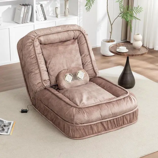 Main image of Floor Lazy Sofa Couch,Gaming Chair with Massage Pillows fits Pet Families,Sleep Chair with 5 Adjustable Position,Comfy Tatami Bean Bag Human Dog Bed for Bedroom/Living room/Space Saving,Brown