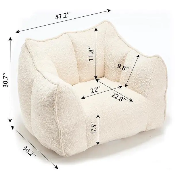 Alt view image 2 of 6 - Bean Bag Chair for Adults Ultra-Comfortable Chenille Fabric, Perfect for Gaming, Reading, and TV Watching Portable & Easy to Move Cozy Lounge Chair for Living Rooms and Bedrooms