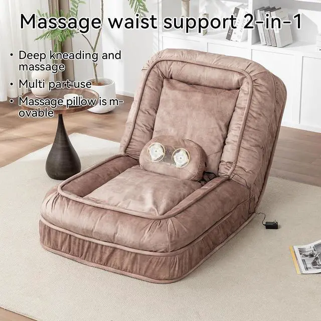 Alt view image 6 of 7 - Floor Lazy Sofa Couch,Gaming Chair with Massage Pillows fits Pet Families,Sleep Chair with 5 Adjustable Position,Comfy Tatami Bean Bag Human Dog Bed for Bedroom/Living room/Space Saving,Brown