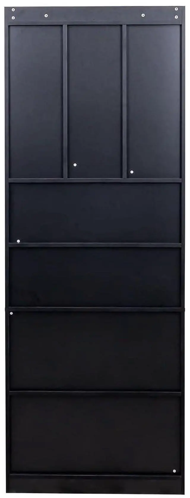 Alt view image 7 of 7 - L Shaped Desk with Hutch, 42" Corner Desk Hutch with Shelves, Farmhouse Computer Desk with Drawer for Work and Study, Storage Cabinet with Glass Door, Large Working Space,Black