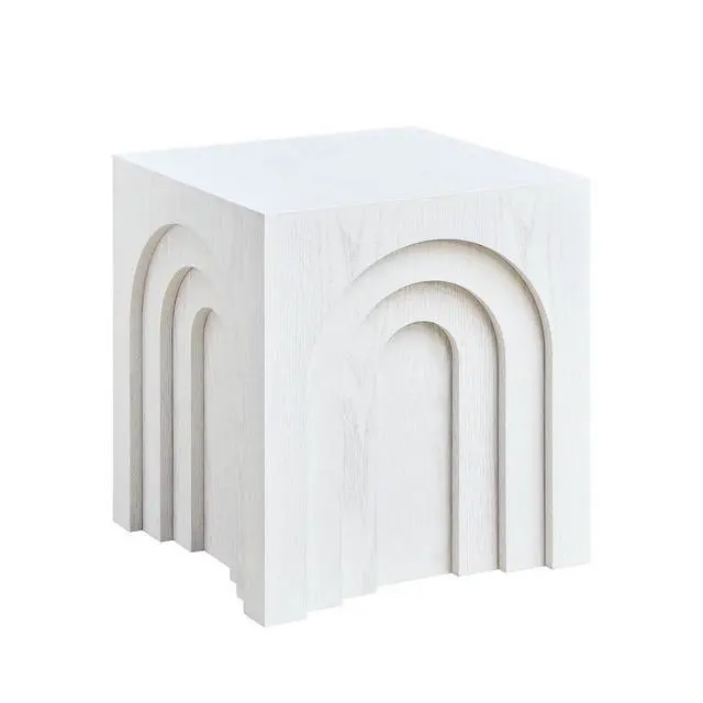 Main image of Square Side Table,Small End Table&Wood End Table,Mid Century Modern End Table,Stool & Side Table for Living Room & Bedroom,Corner,Sofa of Couch End Table,15.74'' (White)