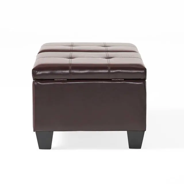 Alt view image 5 of 7 - Button Tufted Large Ottoman Table with Lift Up Top, PU Leather Upholstered with Storage, Storage Bench with Double Lids, Comfy Footrest, Sofa Side Table for Living room, Bedroom and Office,Brown