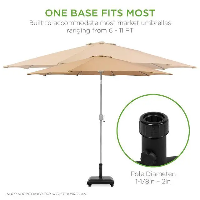 Alt view image 4 of 7 - 81-Pound Heavy Duty Square Concrete Rolling Outdoor Patio Umbrella Base Stand w/Locking Wheels, Handles