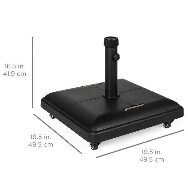 Alt view image 7 of 7 - 81-Pound Heavy Duty Square Concrete Rolling Outdoor Patio Umbrella Base Stand w/Locking Wheels, Handles