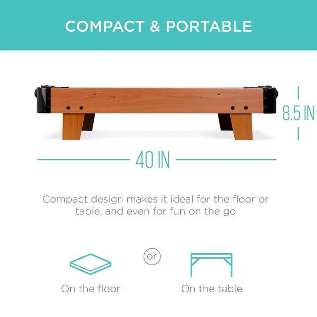 Alt view image 3 of 7 - Portable Tabletop Air Hockey Table for Game Room w/ 100V Motor, Electric Fan, 2 Strikers, 2 Pucks