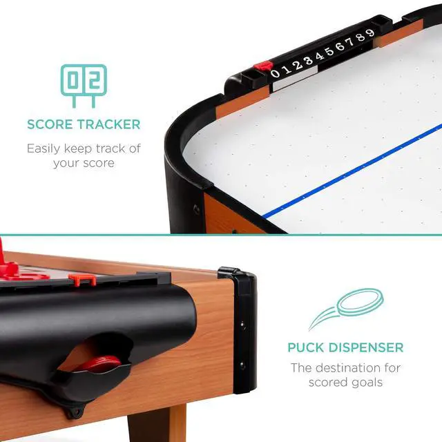 Alt view image 5 of 7 - Portable Tabletop Air Hockey Table for Game Room w/ 100V Motor, Electric Fan, 2 Strikers, 2 Pucks