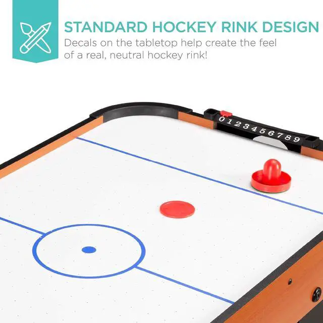 Alt view image 6 of 7 - Portable Tabletop Air Hockey Table for Game Room w/ 100V Motor, Electric Fan, 2 Strikers, 2 Pucks