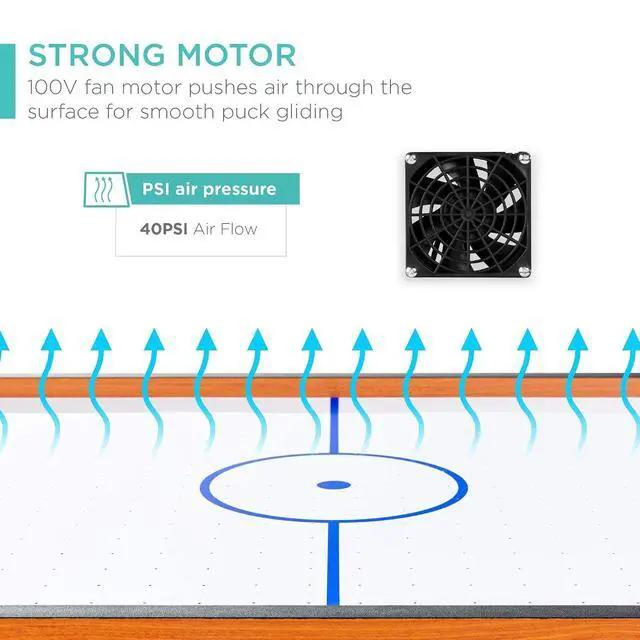 Alt view image 4 of 7 - Portable Tabletop Air Hockey Table for Game Room w/ 100V Motor, Electric Fan, 2 Strikers, 2 Pucks