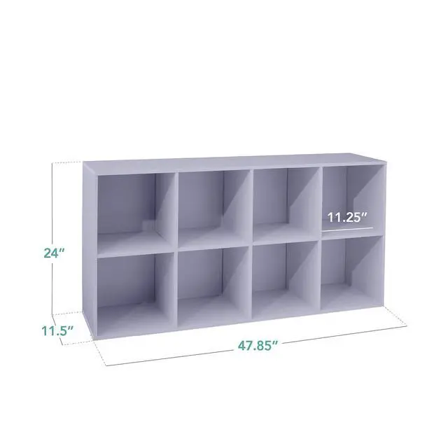 Alt view image 2 of 7 - Best Choice Products Kids Bookcase 8-Cube Storage Organizer, 11in Shelf Opening, Bookshelf, Toy Storage, Customizable w/ 3 Removable Back Panels Lavender